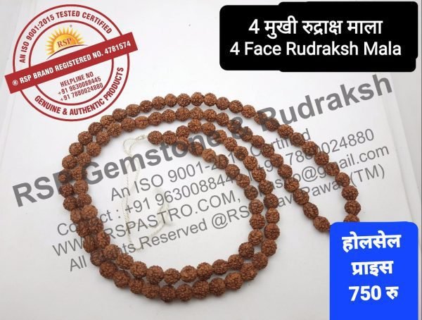 4 मुखी रुद्राक्ष माला बुध गृह के लिए 4 Mukhi Rudraksh Mala 108 Dana 4 Face Rudraksh Mala In Thread Four Face Mala For Budh Grah