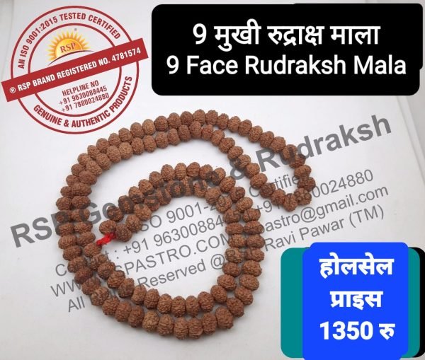 9 मुखी रुद्राक्ष माला केतू गृह के लिए 9 Mukhi Rudraksh Mala 108 Dana 9 Face Rudraksh Mala In Thread Nine Face Mala For Ketu Grah